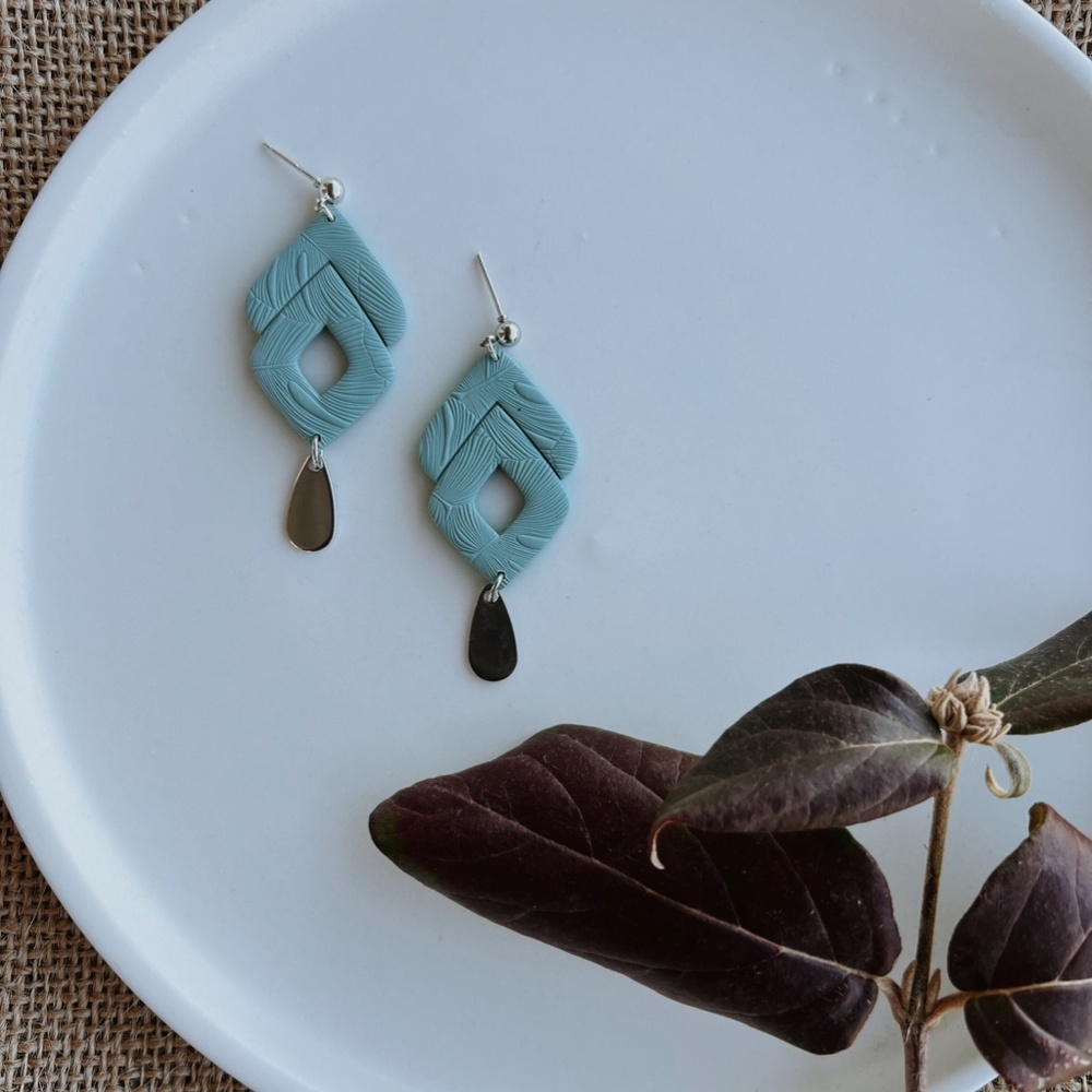 Teal Dangle Clay Earrings